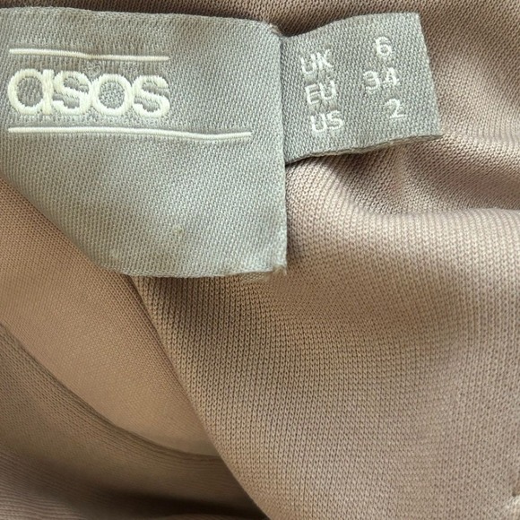 ASOS Embellished Waist Midi Bodycon Dress Dusky Pink Cut Out Sides Size 2 - Picture 7 of 9